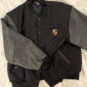 Black vintage Porsche bomber jacket